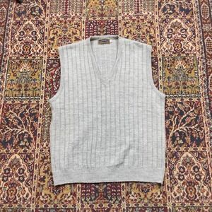 VTG 80s 90s Comfort Knits Mens Gray V Neck Ribbed Sweater Vest Large Made in USA